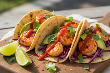 Spicy Brauce Prawn Tacos